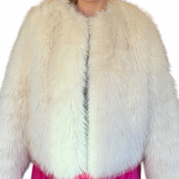 New Women’s White Faux Shearling Fur Jacket Long Sleeve Coat Small -Rachel Zoe - Picture 5 of 12
